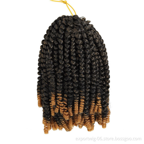 Spring Twist Crochet Hair 8 Inch Solid And Mixed Color Synthetic Fiber Afro Spring Twist Braids Hair Extensions Pink Purple